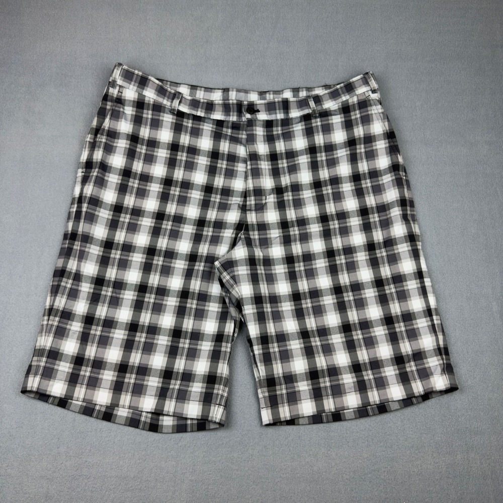 Slazenger Mens Black White Plaid Golf Shorts Size 40 Polyester Performance